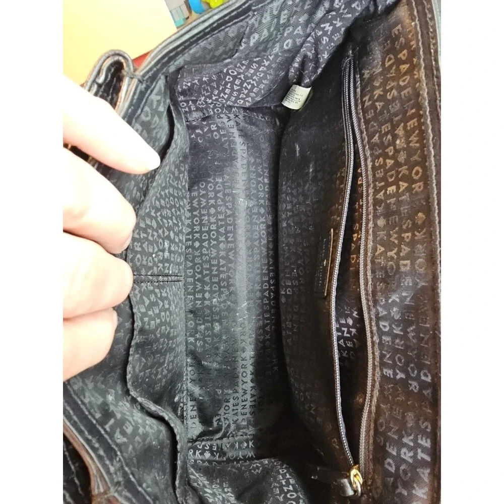 Kate Spade New York Womens Black Leather Flap Medium Satchel Bag Handbag